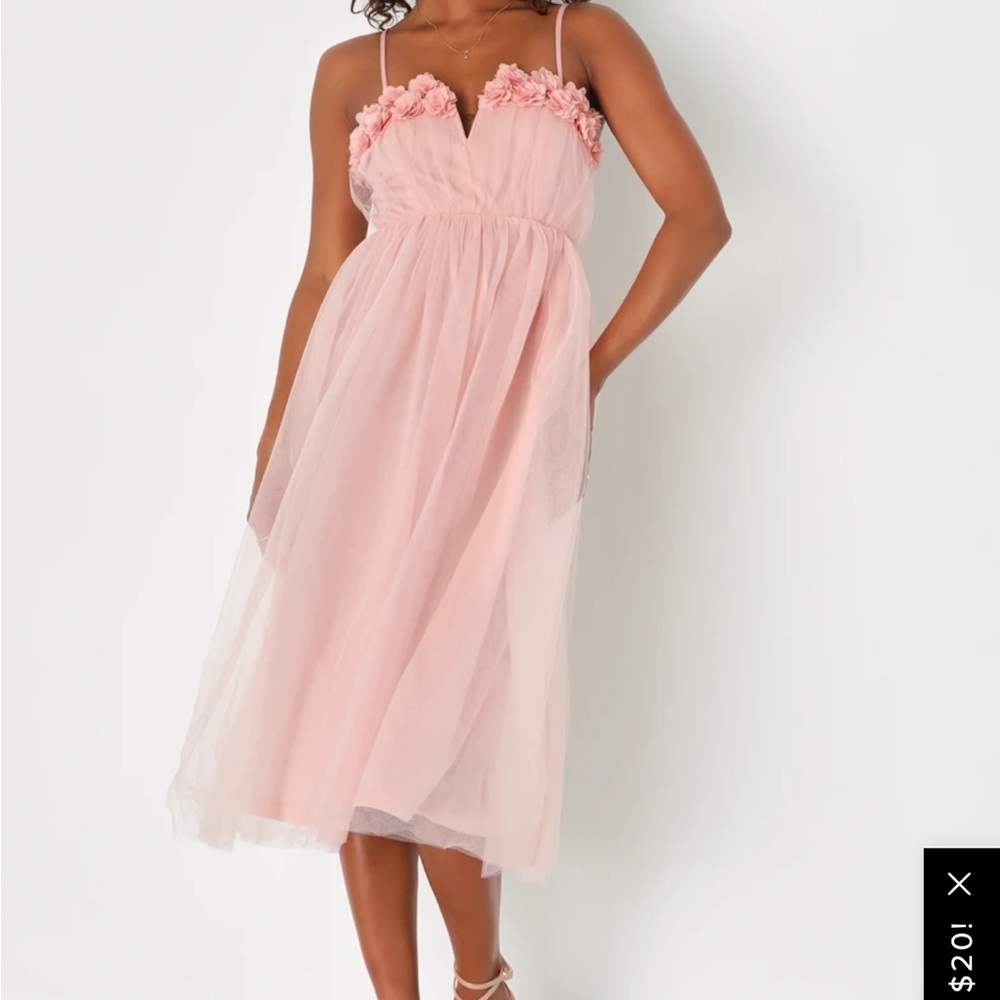 Lulus Floral MIDI Dress Wonderfully Whimsical